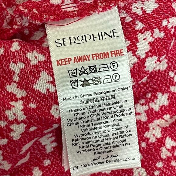 Seraphine Red Front Tie Maternity Button Up Dress Floral Size 8 - Picture 9 of 9
